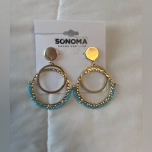 Sonoma Gold and Blue Hoop Earrings. New